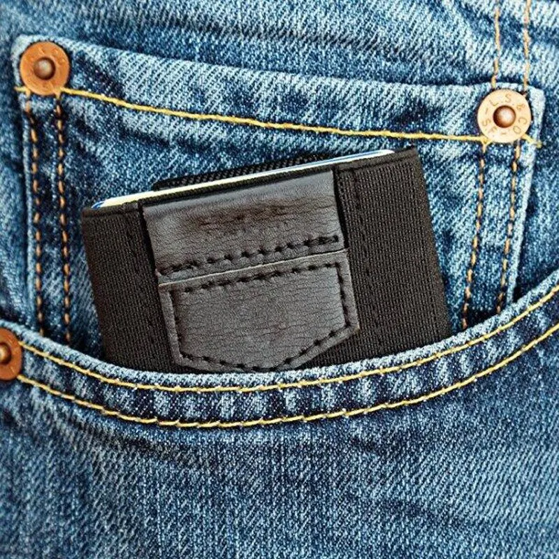 Cyflymder Men Women Elastic Band Card Wallet Holder Small Minimalist Business ID Credit Card Case