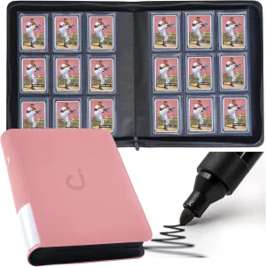 D DACCKIT Toploader Binder, Holds 288 Top Loaders - 9-Pocket Top Loader Binder for 3" x 4" Rigid Card Holders for Trading Cards or Sports Cards, Model A - Light Pink