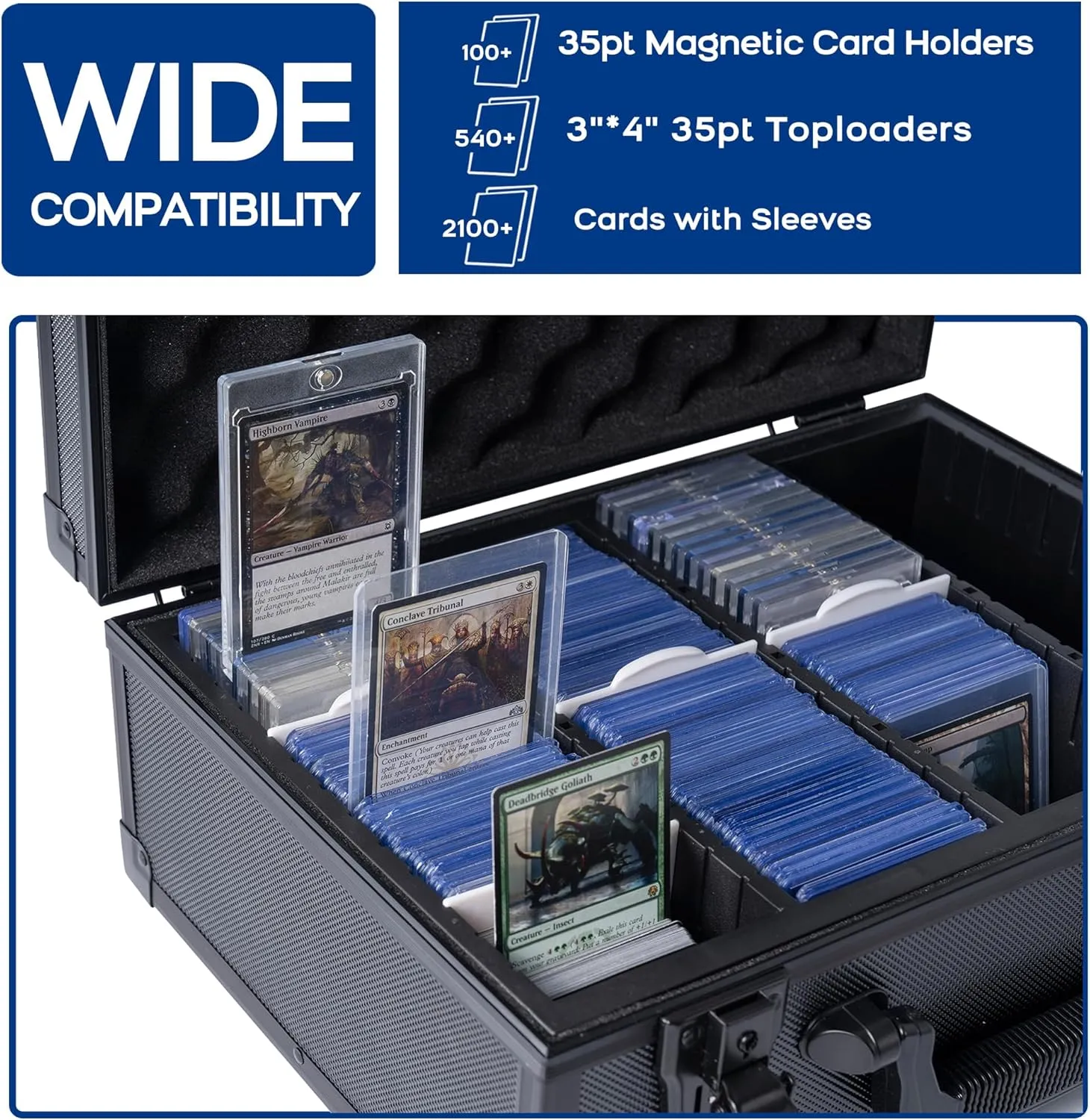 D DACCKIT Toploader Storage Box with Card Dividers for 1200 3" x 4" 35pt Rigid Card Holders for Trading Cards & Sports Cards Compatible with Top Loaders & Magnetic Card Holders - Model A-1200