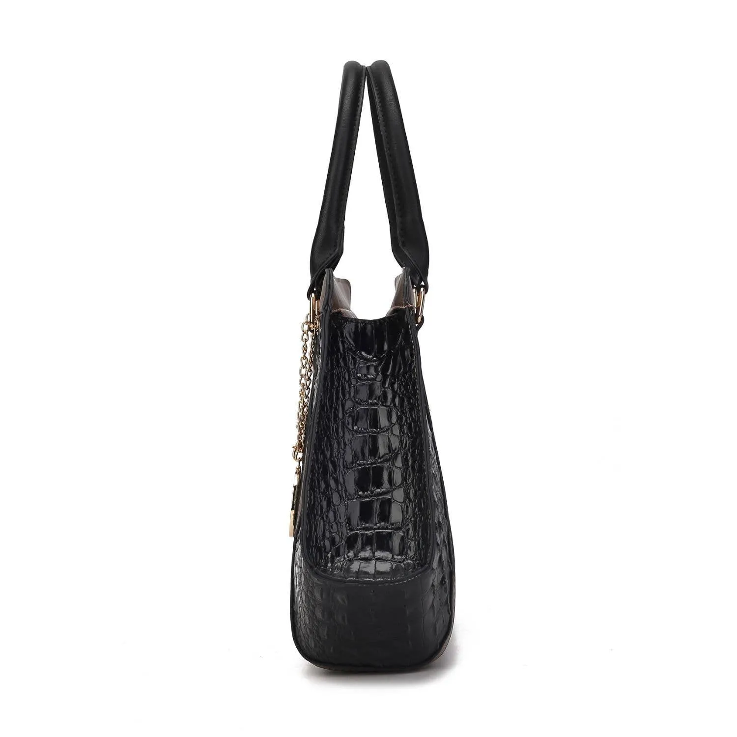 Daisy 2 PCS Croco Satchel Handbag & Wallet Women by Mia k: Navy Beige