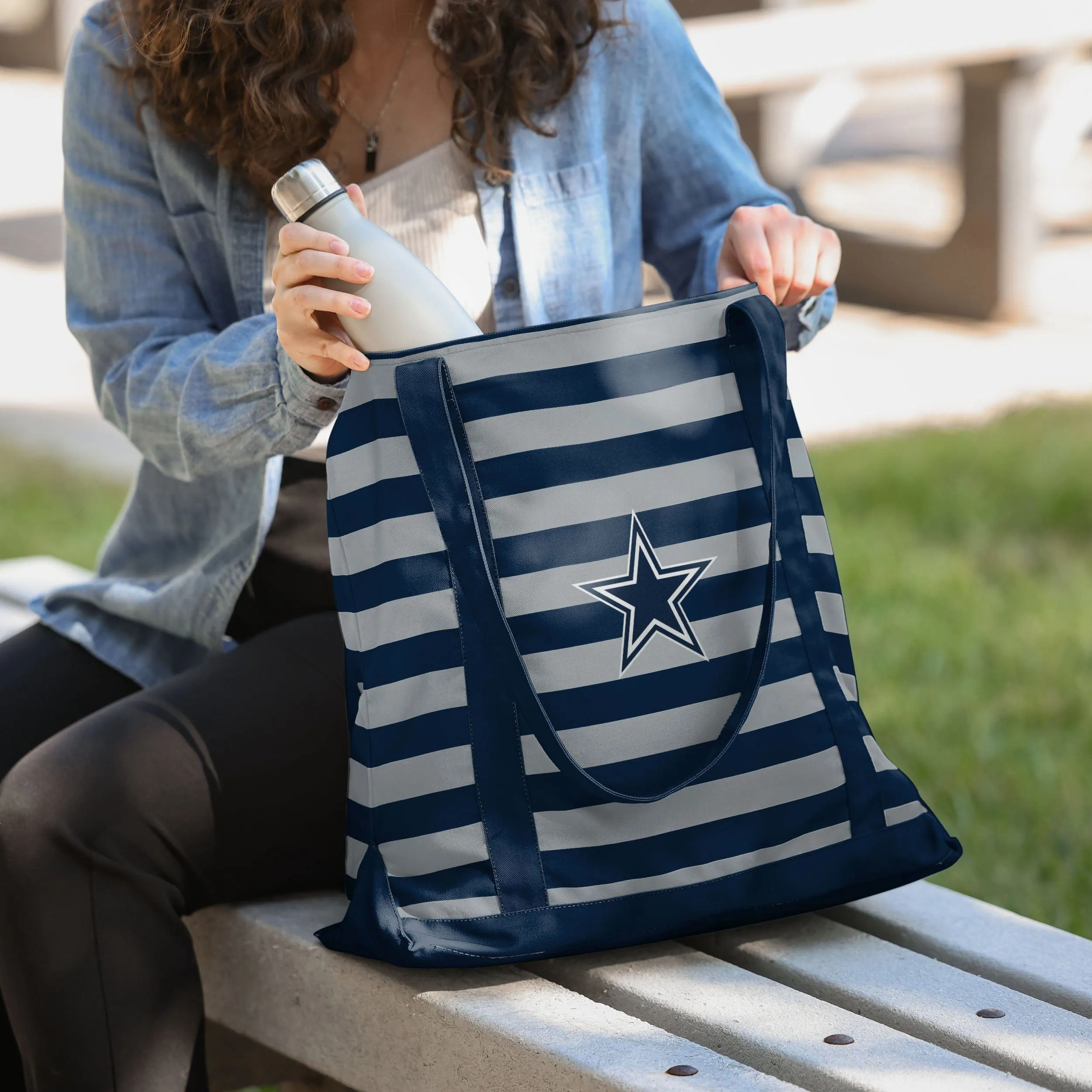 Dallas Cowboys Team Stripe Canvas Tote Bag