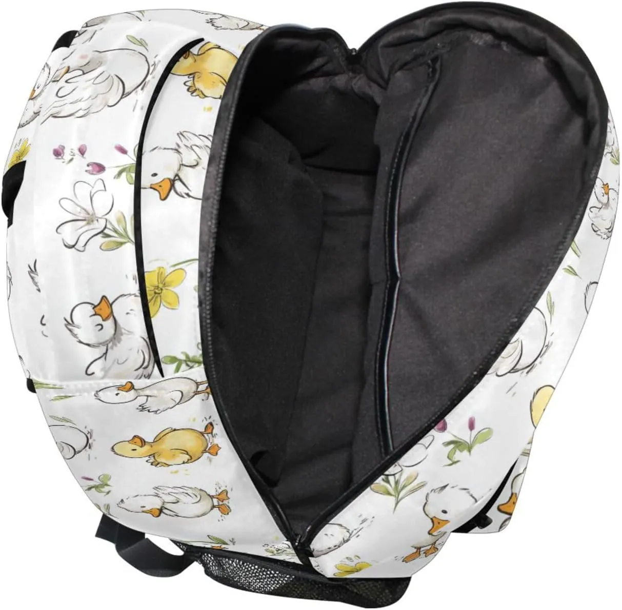 Day Backpack for Teacher Nurse Waterproof Carry On Backpacks with Chest Strap for College Work Cartoon Cute Pet Duck White