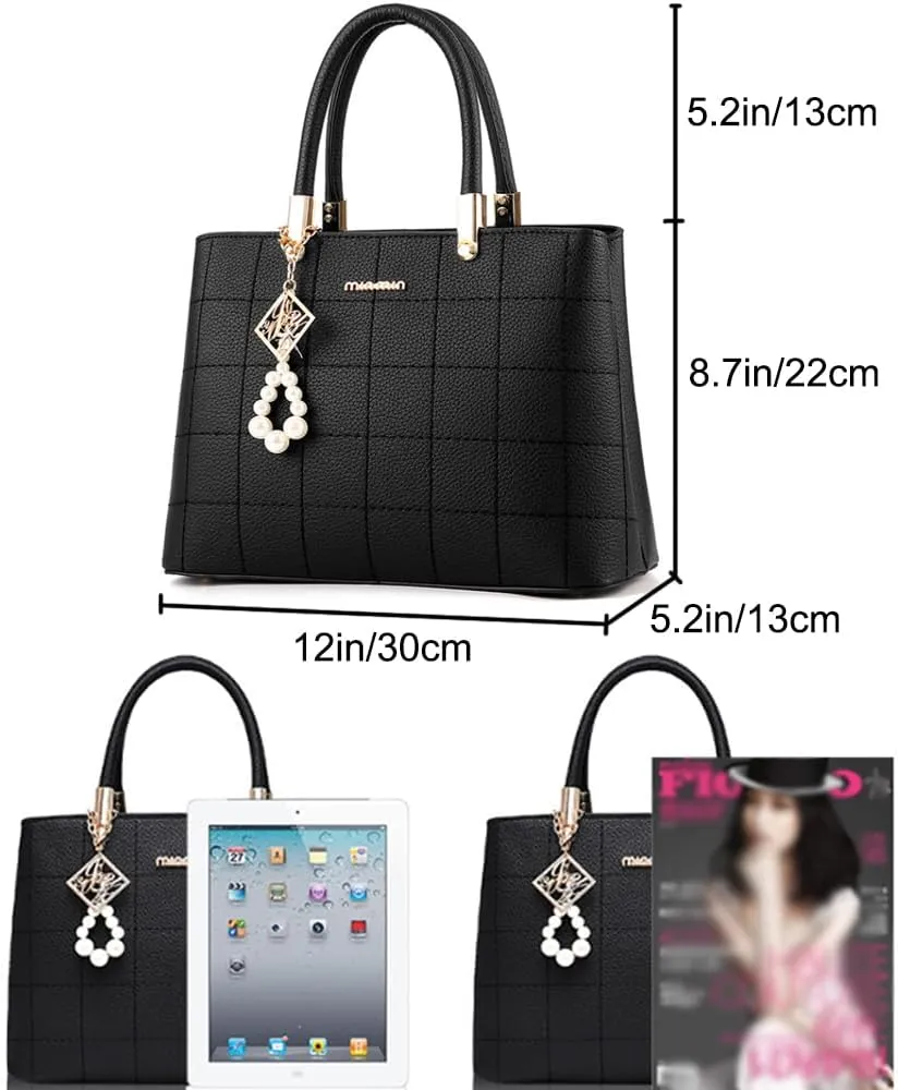 Dayfine Top Handle Bags Womens Handbags and Purses Faux Leather Satchel Bag Ladies Totes Shoulder Crossbody Bag Pearl Pendant