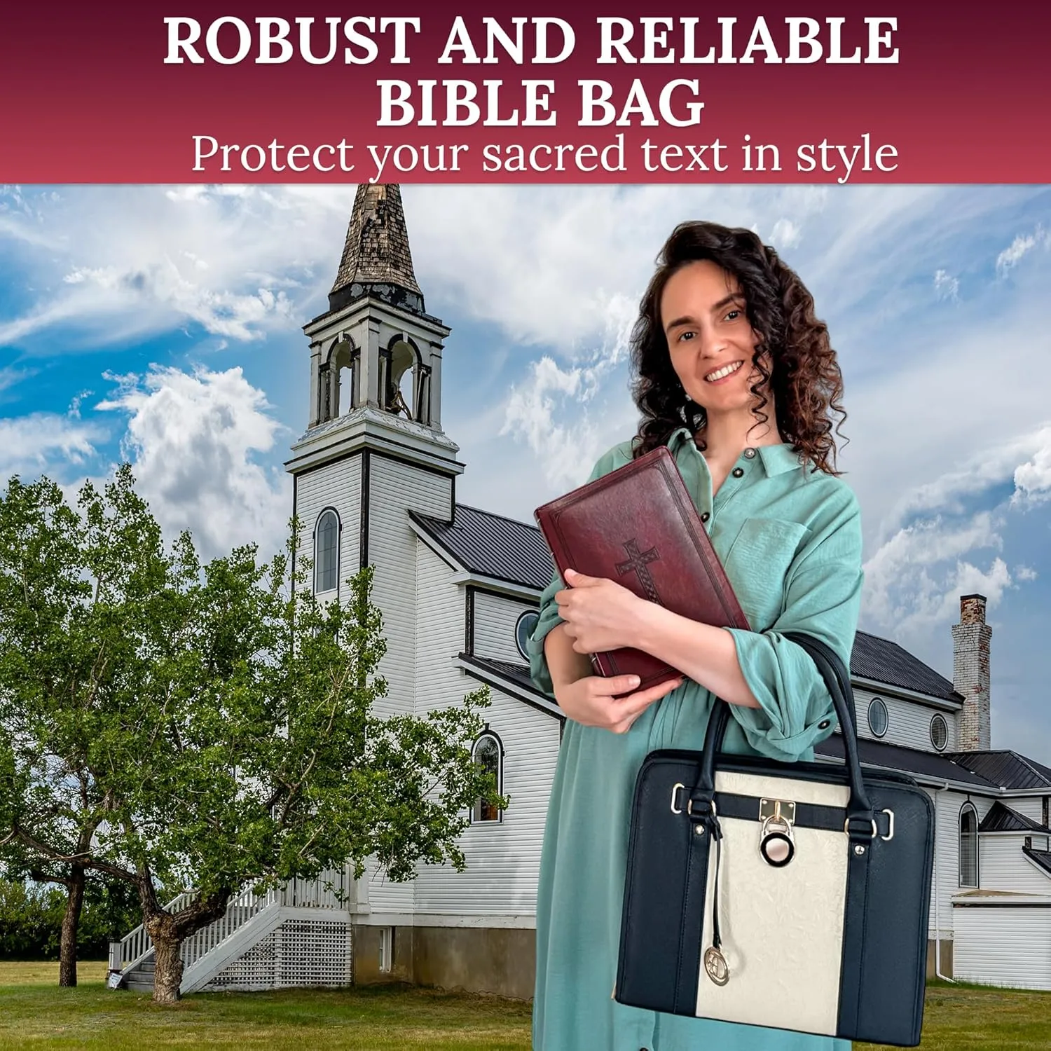 DEHITE Bible Bags for Women - Leather Bible Carrying Case - Pen Slots - Zippered Pocket - Premium PU Leather
