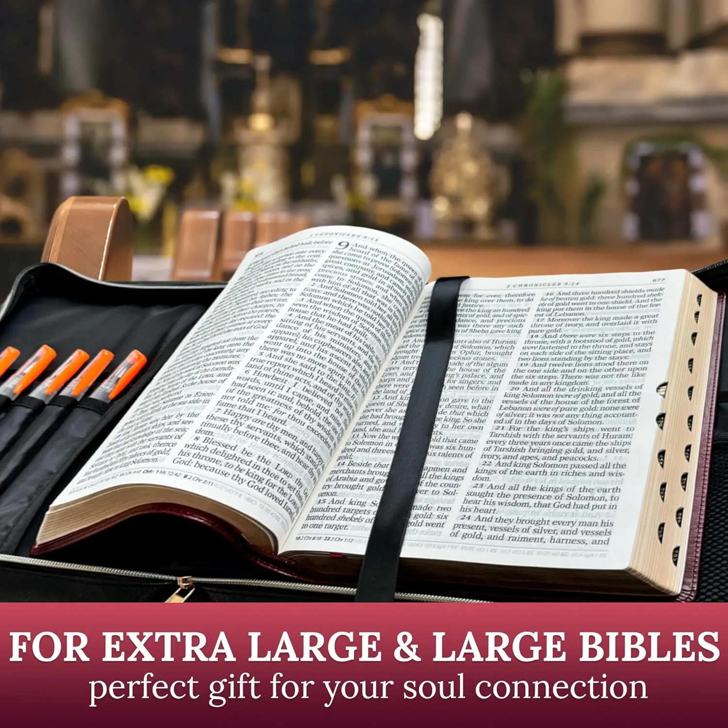 DEHITE Bible Bags for Women - Leather Bible Carrying Case - Pen Slots - Zippered Pocket - Premium PU Leather