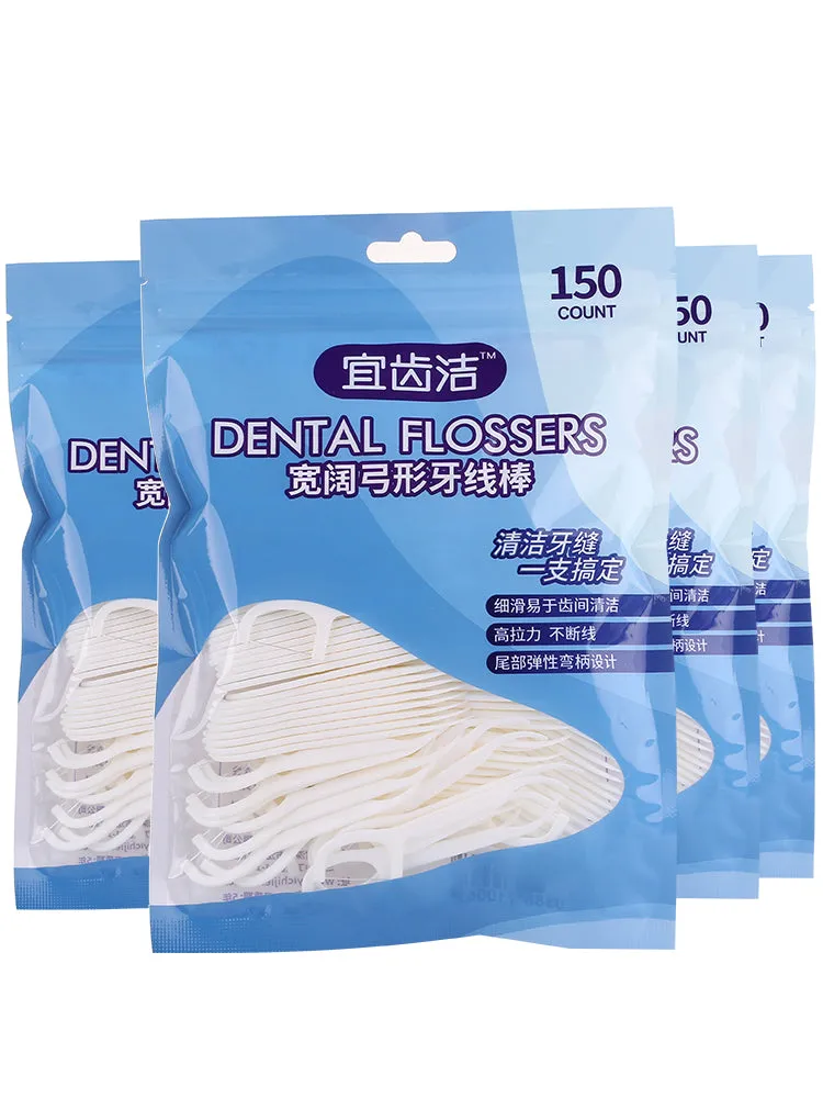 Dental Floss Ultra-fine Dental Flossing Arcuate Dental  Stick Family Pack 4 Bags 600 Pcs