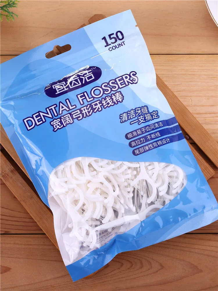 Dental Floss Ultra-fine Dental Flossing Arcuate Dental  Stick Family Pack 4 Bags 600 Pcs