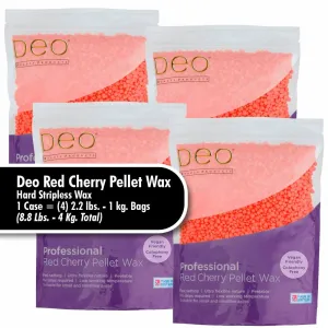 Deo Professional Red Cherry Pellet Wax Beads - Hard Stripless Wax / 1 Case = (4) 2.2 lbs. - 1 kg. Bags = 8.8 Lbs. - 4 Kg.
