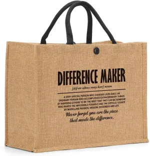 Difference Maker Gifts for Women Tote Bag Boss Lady Gifts for Women Social Worker Appreciation Gifts Thank You Gifts for Women Leadership Assistant Principal Gifts for Cowoorker Bcba gifts