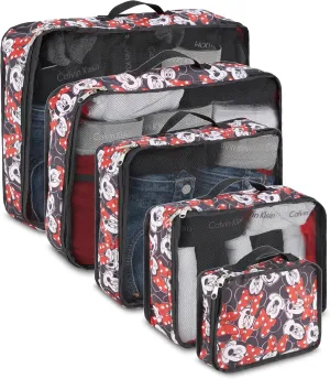 Disney Minnie Mickey Stitch Packing Cubes - Winnie the Pooh, Princess Cinderella, Cars, Toy Story 5 Piece Packing Cubes Compression - Travel Essential - Luggage Suitcase Organizer Set