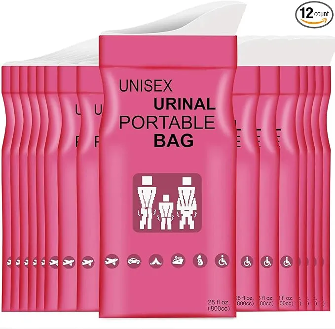 Disposable Urine Bags with Absorbent Pad in Portable Urinal Pee Bags Resealable Unisex for Traffic Jam Travelling On-The-go