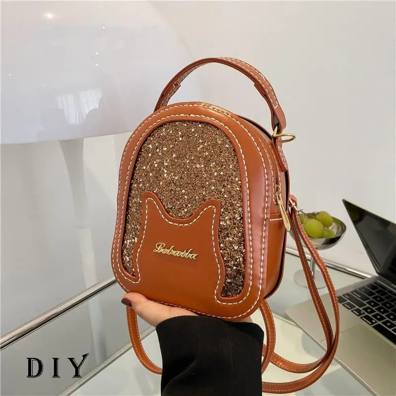 DIY Bag Satchel Purse Backpack Making Kit PU Leather Material Pattern Accessory Handmade Shoulder Handbag Sew Sewing Knitting Stitching Craft Tool Set Birthday Holiday Day Gift Video w Sub (White)