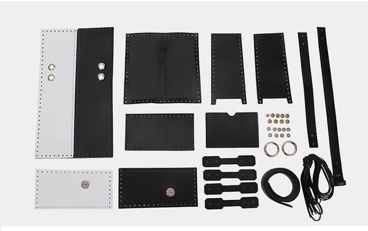 DIY Bag Satchel Purse Wallet Tote Making Kit PU Leather Material Pattern Accessory Handmade Handbag Shoulder Bag Sew Sewing Knitting Stitching Craft Tool Set Birthday Holiday Day Gift Video Sub