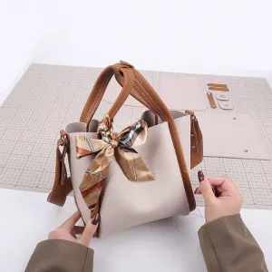DIY Bag Satchel Purse Wallet Tote Making Kit PU Leather Material Pattern Accessory Handmade Shoulder Handbag Sew Sewing Knitting Stitching Craft Tool Set Birthday Holiday Day Gift Video w Sub