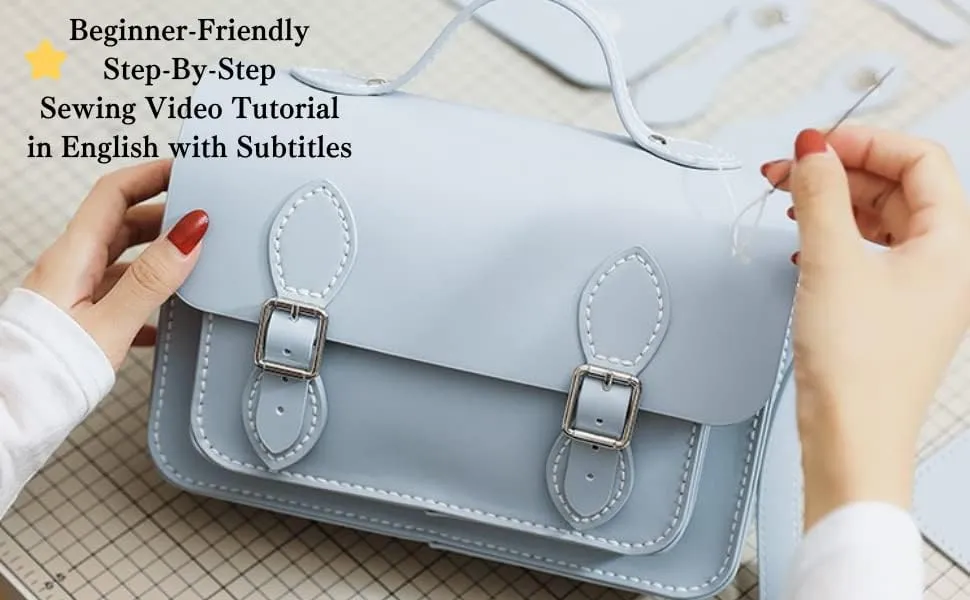 DIY Purse Bag Satchel Making Kit Cambridge Sewing Pattern Wallet PU Leather Material Craft Tool Set Handmade Handbag Shoulder Bag pdf Sew Knit Stitch Woman Girl Birthday Holiday Day Gift (3.Pink)