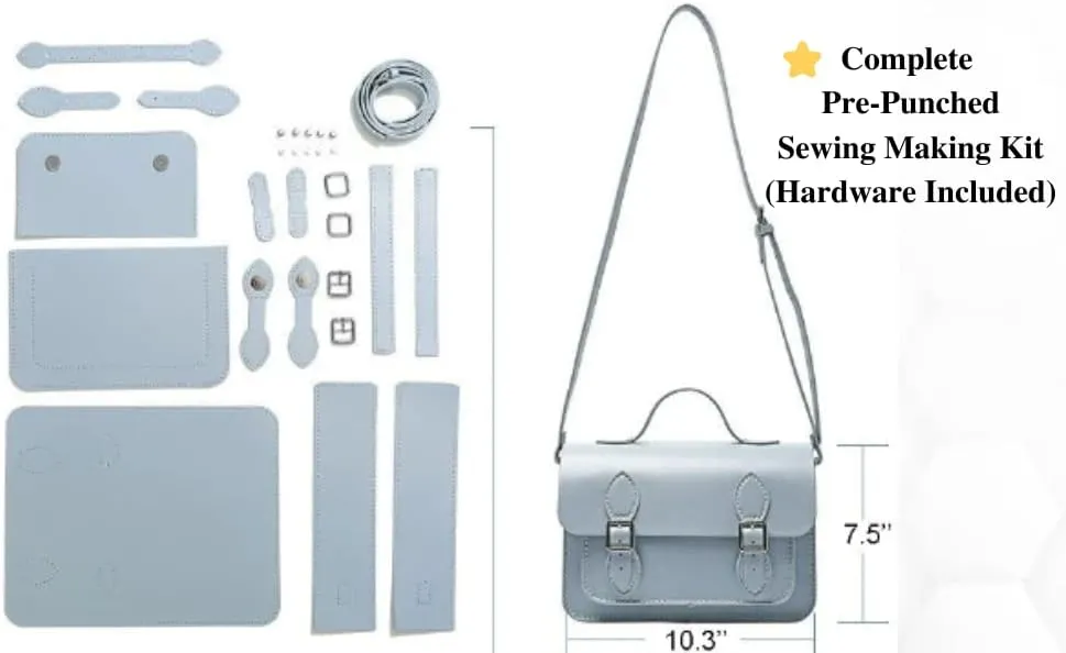 DIY Purse Bag Satchel Making Kit Cambridge Sewing Pattern Wallet PU Leather Material Craft Tool Set Handmade Handbag Shoulder Bag pdf Sew Knit Stitch Woman Girl Birthday Holiday Day Gift (3.Pink)