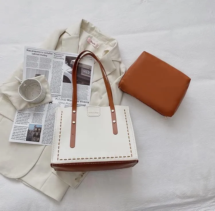 DIY Tote Bag Satchel Purse Wallet Making Kit PU Leather Material Pattern Accessory Handmade Handbag Shoulder Bag Sew Sewing Knitting Stitching Craft Tool Set Birthday Holiday Day Gift Video Sub
