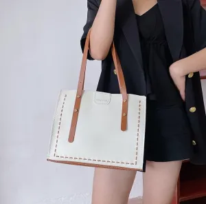 DIY Tote Bag Satchel Purse Wallet Making Kit PU Leather Material Pattern Accessory Handmade Handbag Shoulder Bag Sew Sewing Knitting Stitching Craft Tool Set Birthday Holiday Day Gift Video Sub