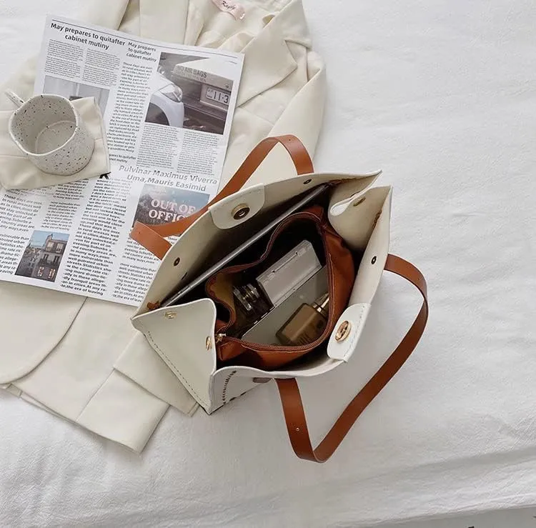 DIY Tote Bag Satchel Purse Wallet Making Kit PU Leather Material Pattern Accessory Handmade Handbag Shoulder Bag Sew Sewing Knitting Stitching Craft Tool Set Birthday Holiday Day Gift Video Sub