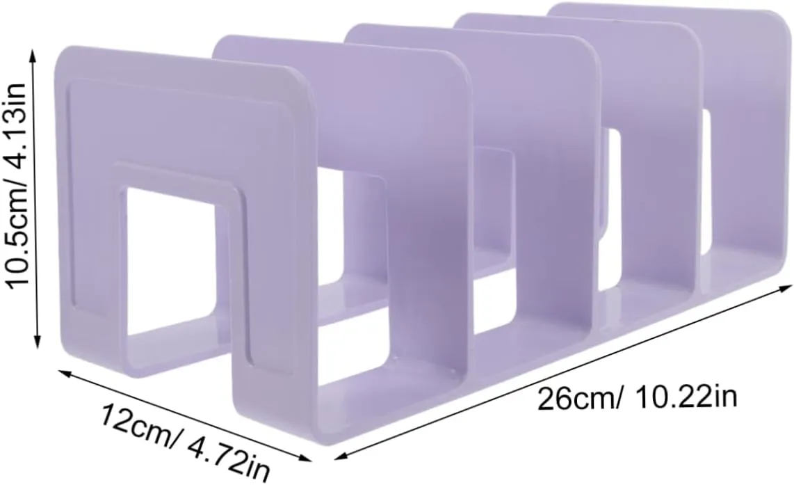 DOITOOL Book Storage Rack Bookends Desk Bookshelves Handbag Display Stand Architectural Plan Storage Organizer Book Ends for Shelf Magazine Organizer Folder Holder Purple