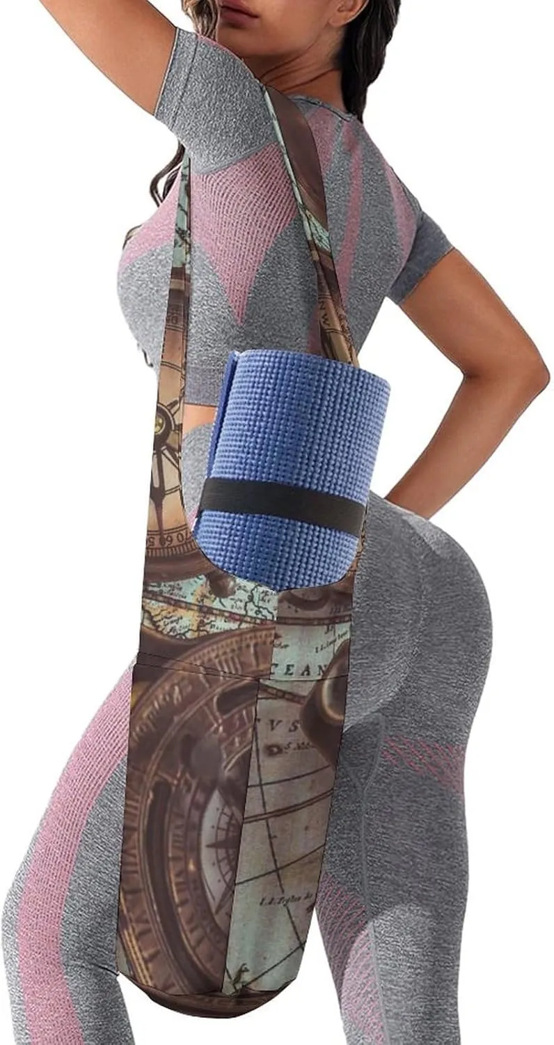 Donnapink Yoga Mat Bag, Canvas Storage Bag with Pocket Shoulder Strap, Fashion Mat Bag