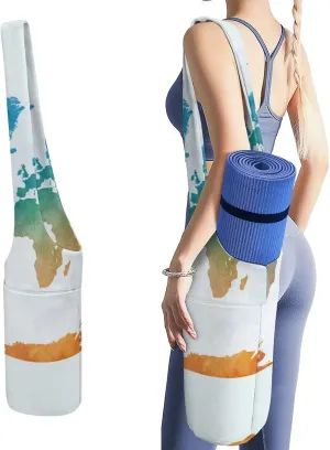 Donnapink Yoga Mat Bag, Canvas Storage Bag with Pocket Shoulder Strap, Fashion Mat Bag
