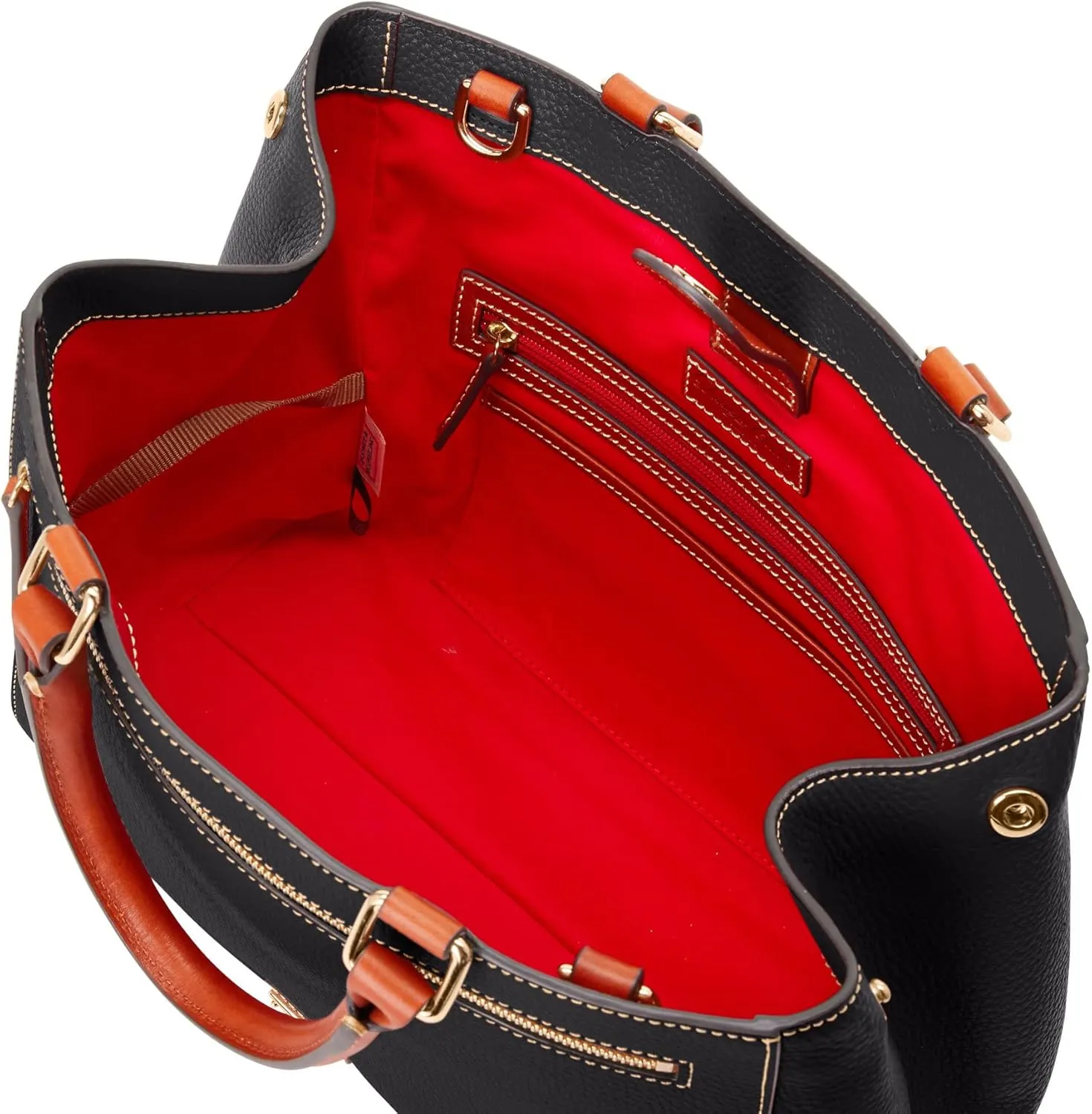 Dooney & Bourke Satchel Bags for Women, Pebble Grain Leather Zip Satchel Handbag with Crossbody Strap