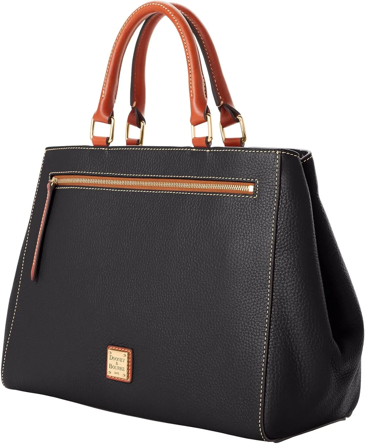 Dooney & Bourke Satchel Bags for Women, Pebble Grain Leather Zip Satchel Handbag with Crossbody Strap
