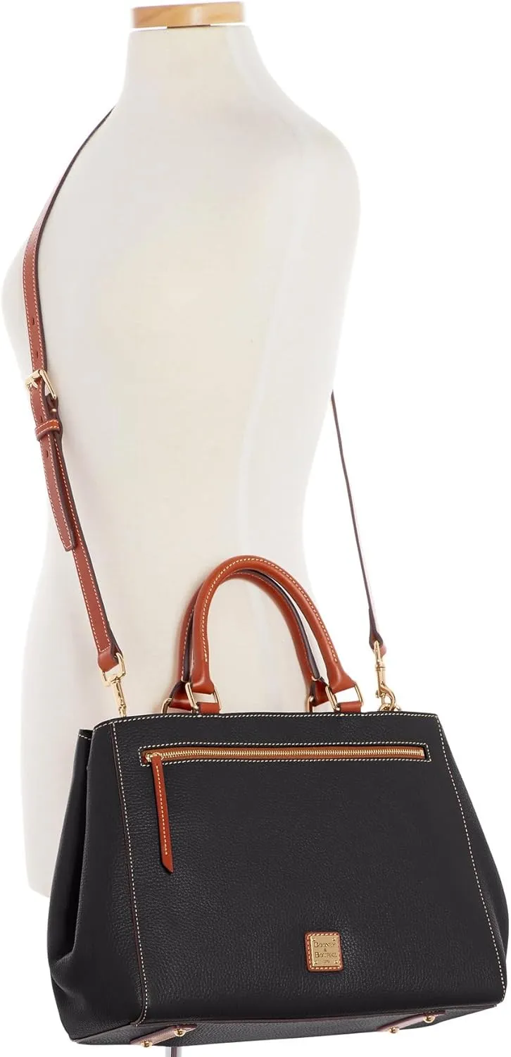 Dooney & Bourke Satchel Bags for Women, Pebble Grain Leather Zip Satchel Handbag with Crossbody Strap