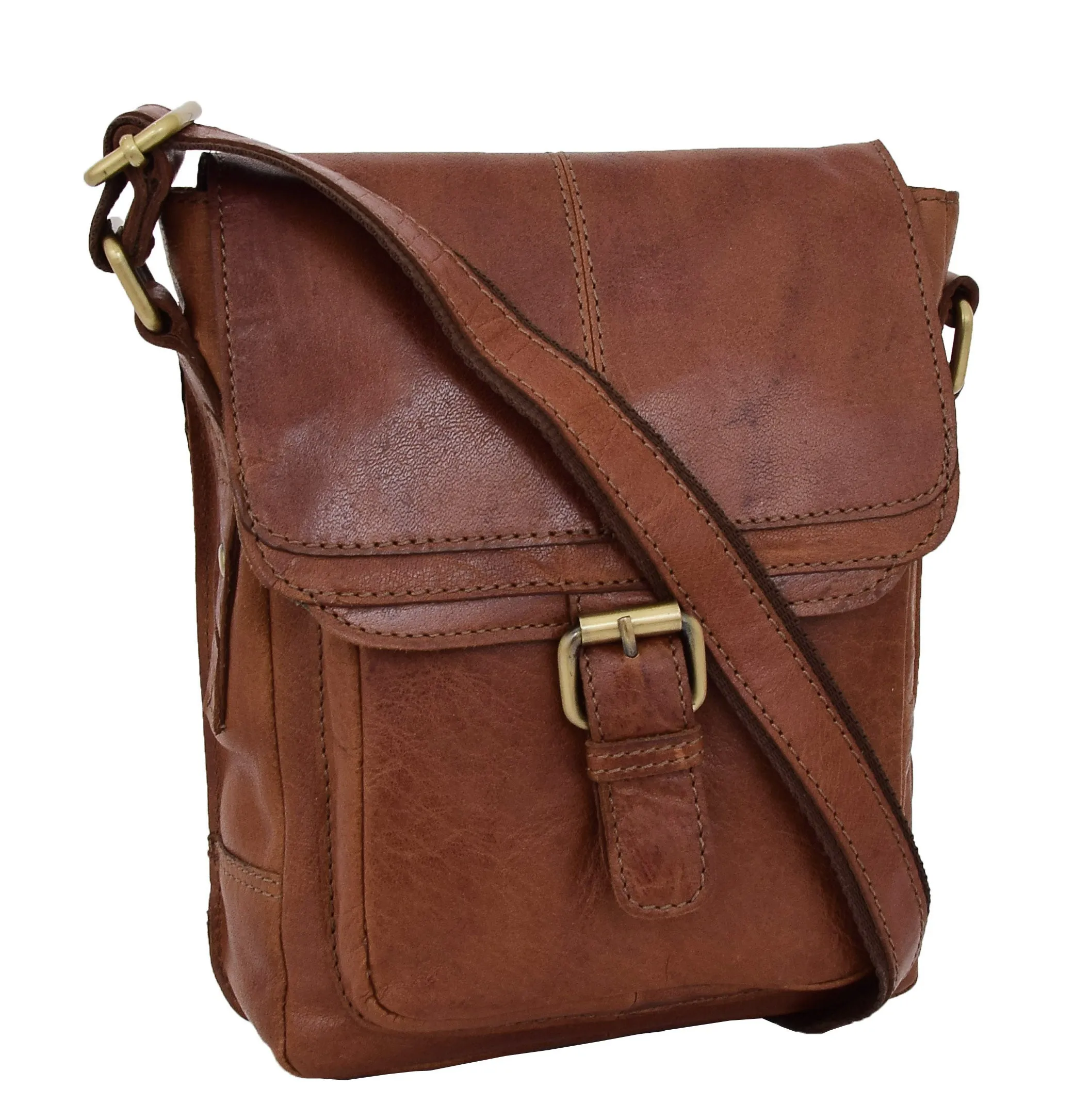 DR286 Real Leather Vintage Cross Body Bag Classic Tan
