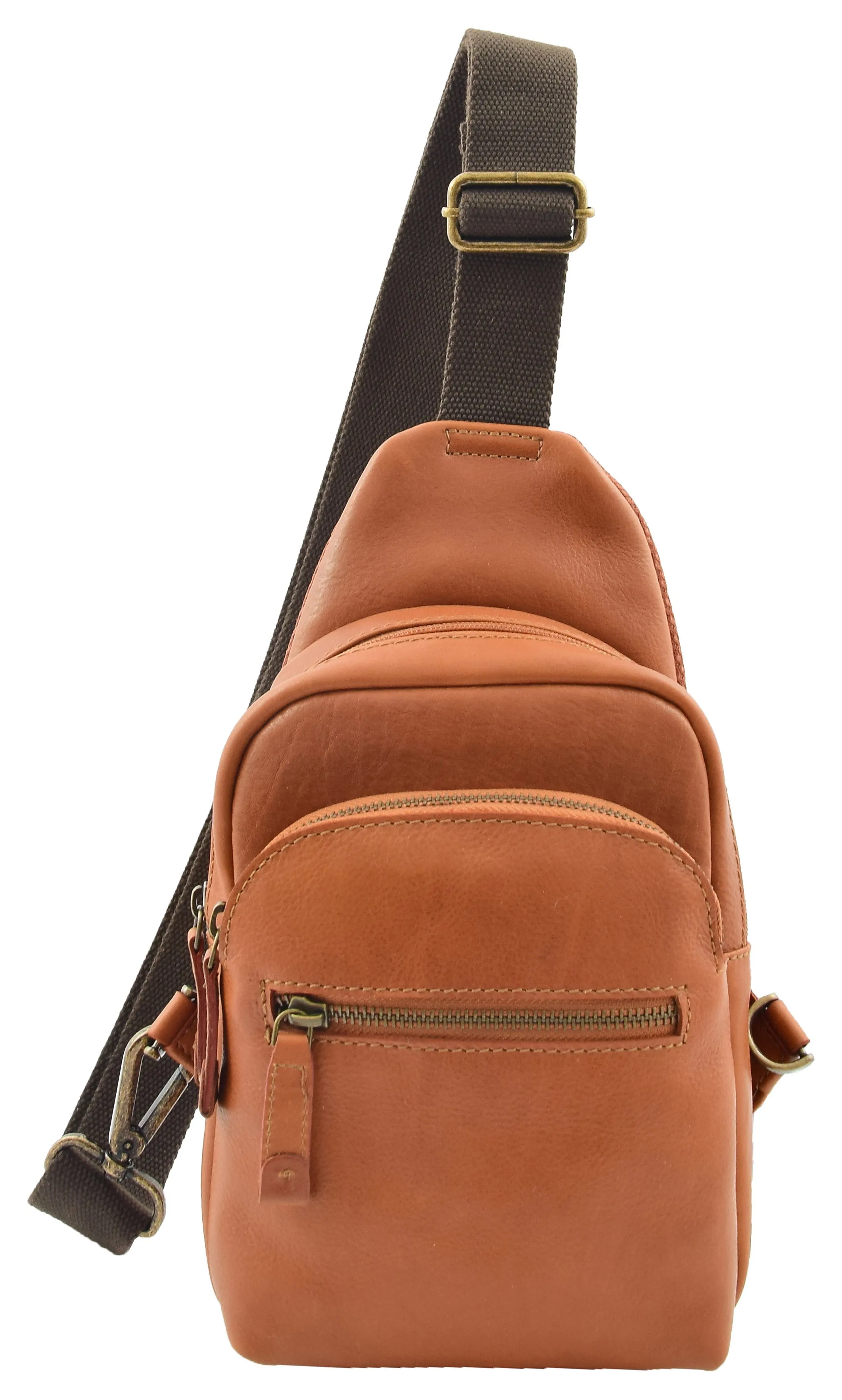 DR295 Real Leather Cross Body Chest Bag Tan