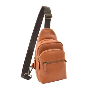 DR295 Real Leather Cross Body Chest Bag Tan