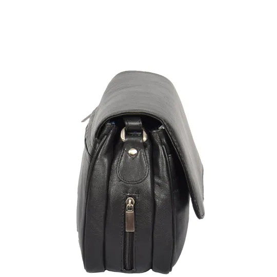 DR313 Women’s Leather Shoulder Messenger Handbag Black