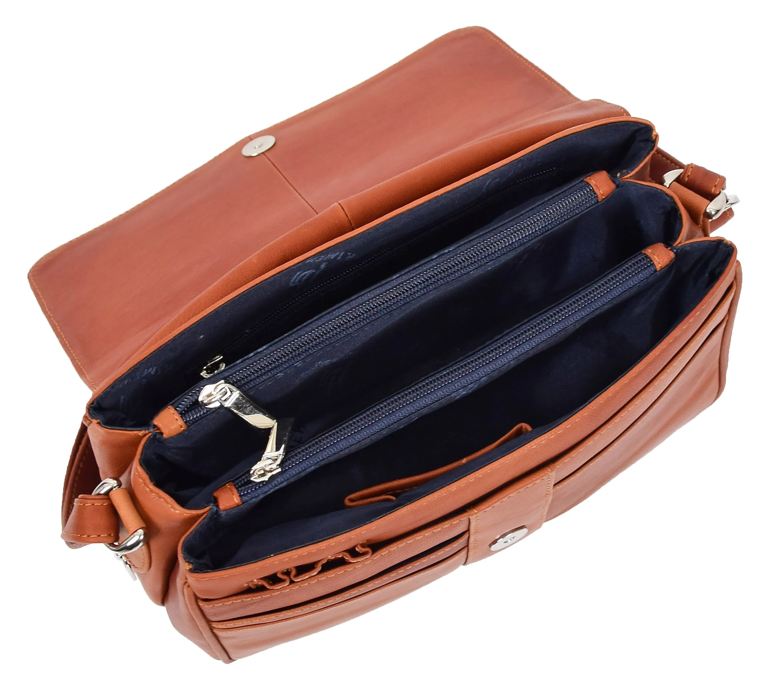 DR313 Women’s Leather Shoulder Messenger Handbag Cognac