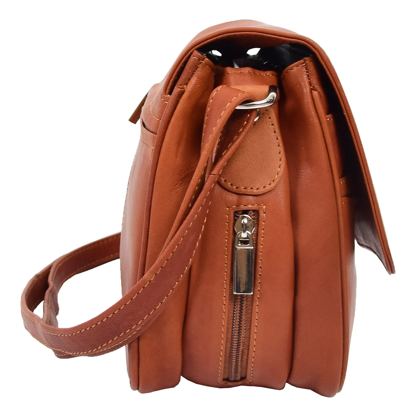 DR313 Women’s Leather Shoulder Messenger Handbag Cognac