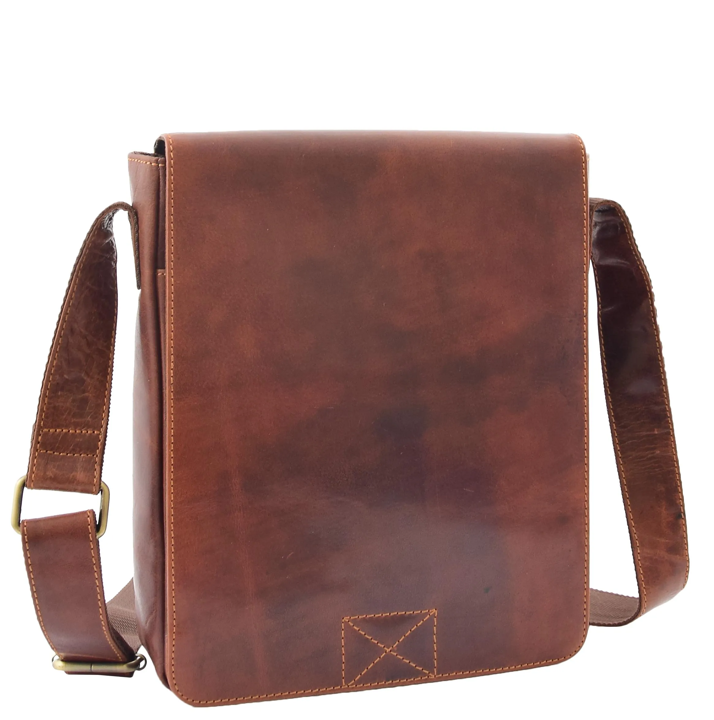 DR320 Men's Leather Cross Body Flight Messenger Bag Brown