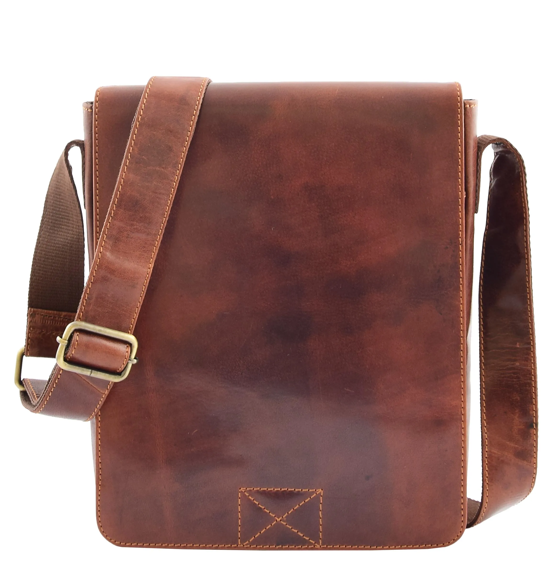DR320 Men's Leather Cross Body Flight Messenger Bag Brown