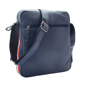 DR337 Men's Leather Cross Body Travel Flight Bag Navy