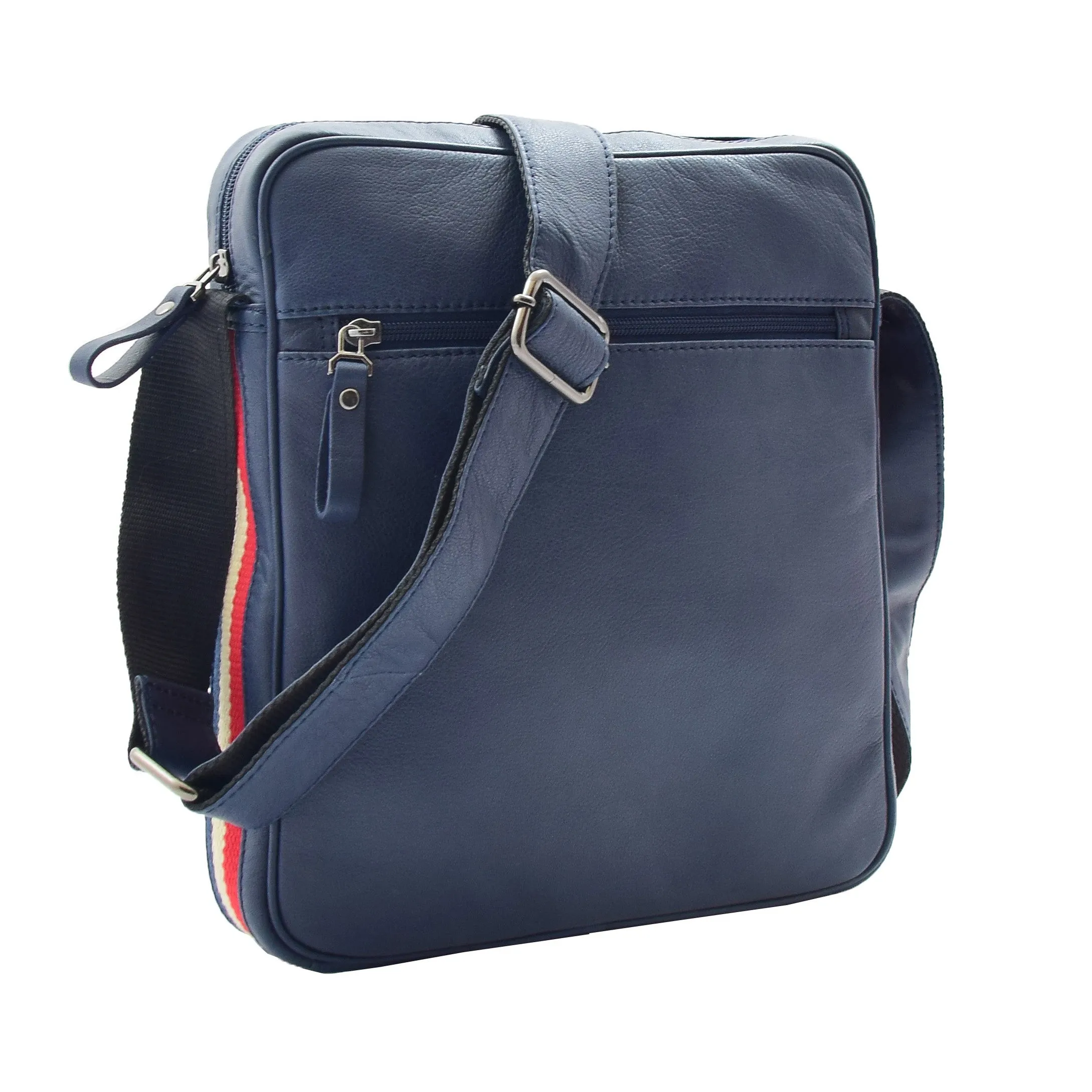 DR337 Men's Leather Cross Body Travel Flight Bag Navy