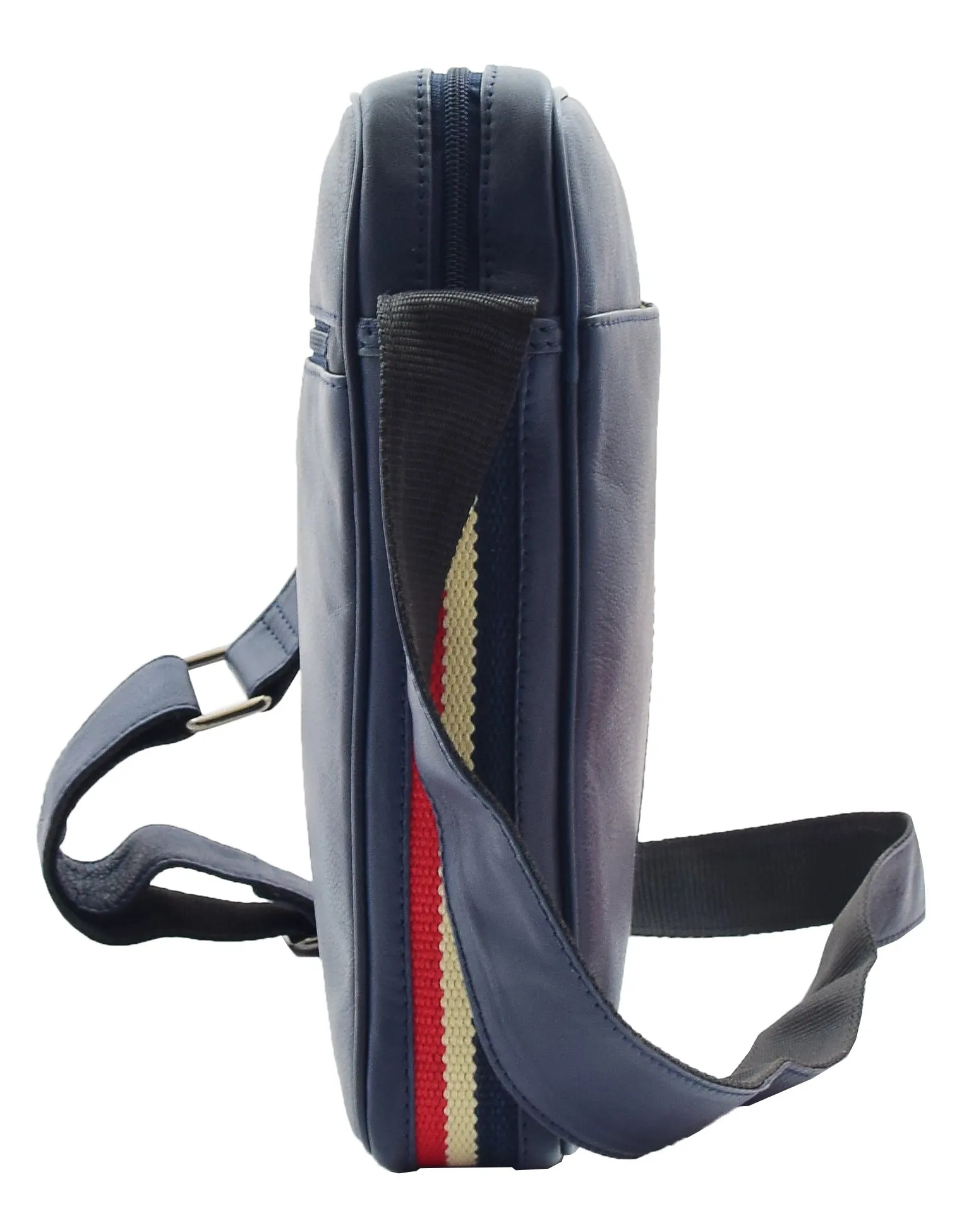 DR337 Men's Leather Cross Body Travel Flight Bag Navy