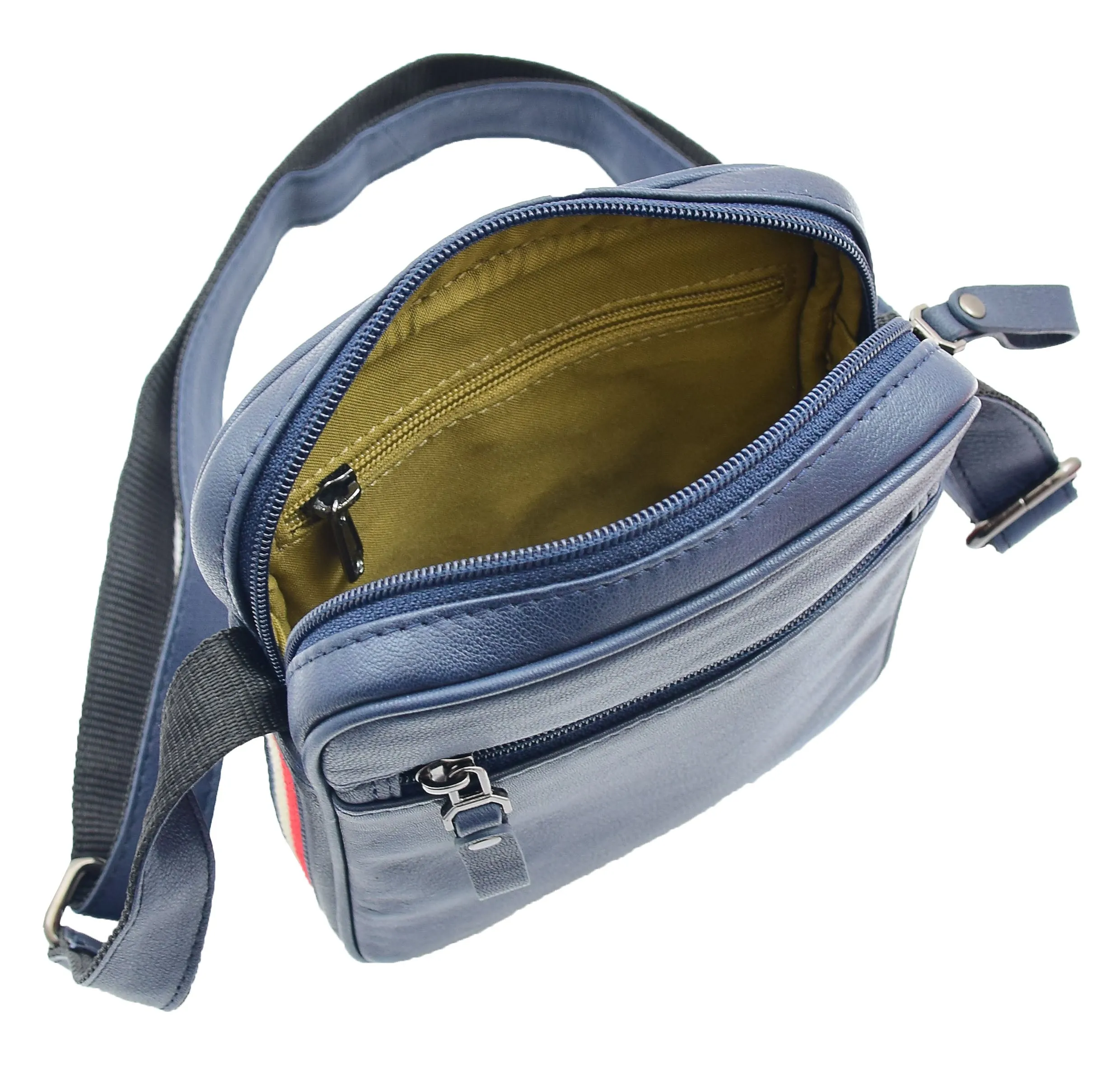 DR338 Men's Leather Cross Body Small Flight Bag Navy