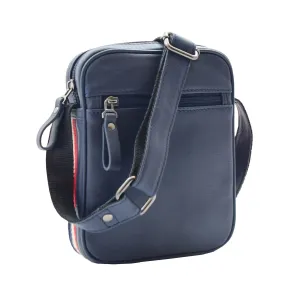 DR338 Men's Leather Cross Body Small Flight Bag Navy