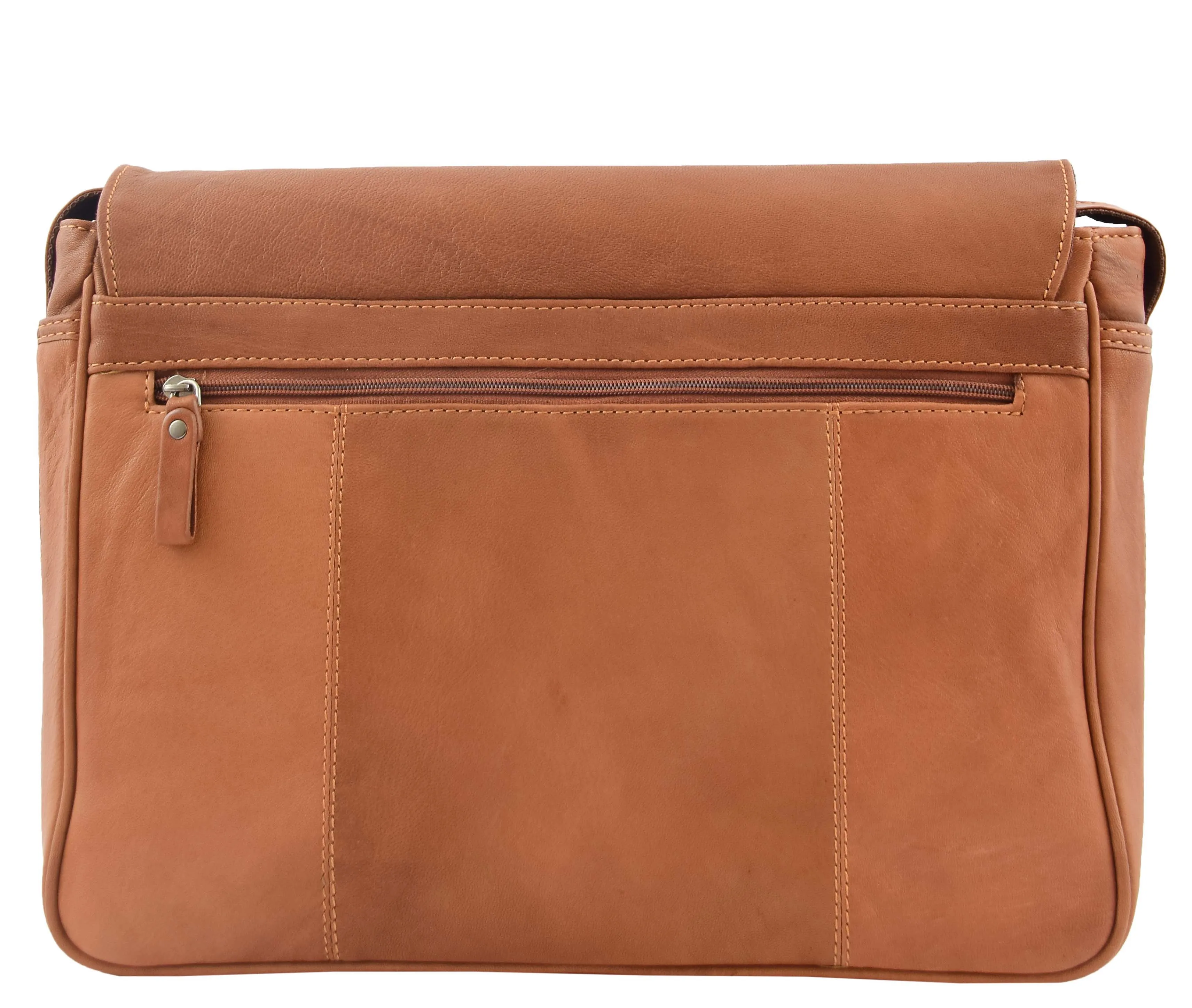 DR339 Men's Leather Flap Over Messenger Bag Tan