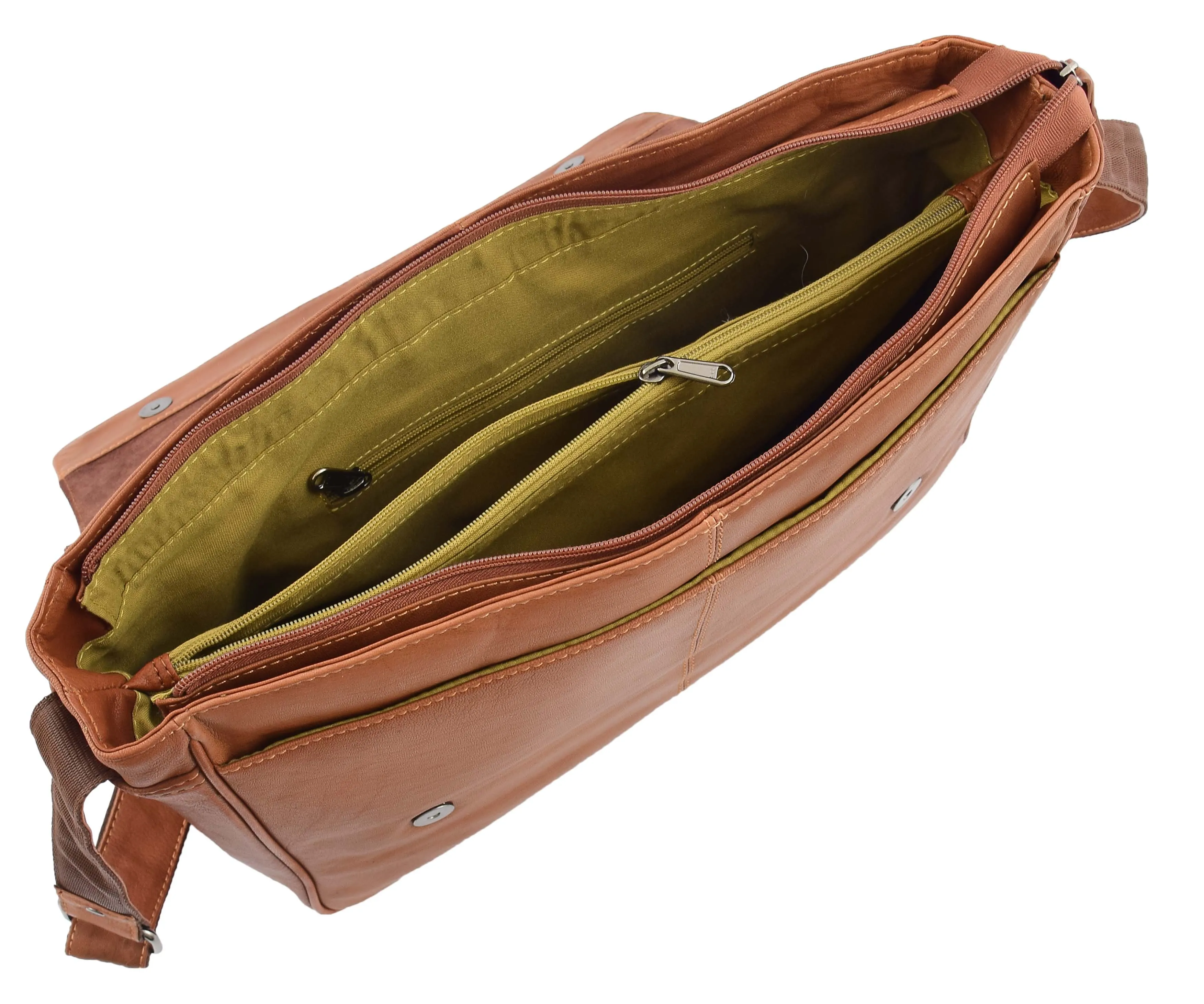 DR339 Men's Leather Flap Over Messenger Bag Tan