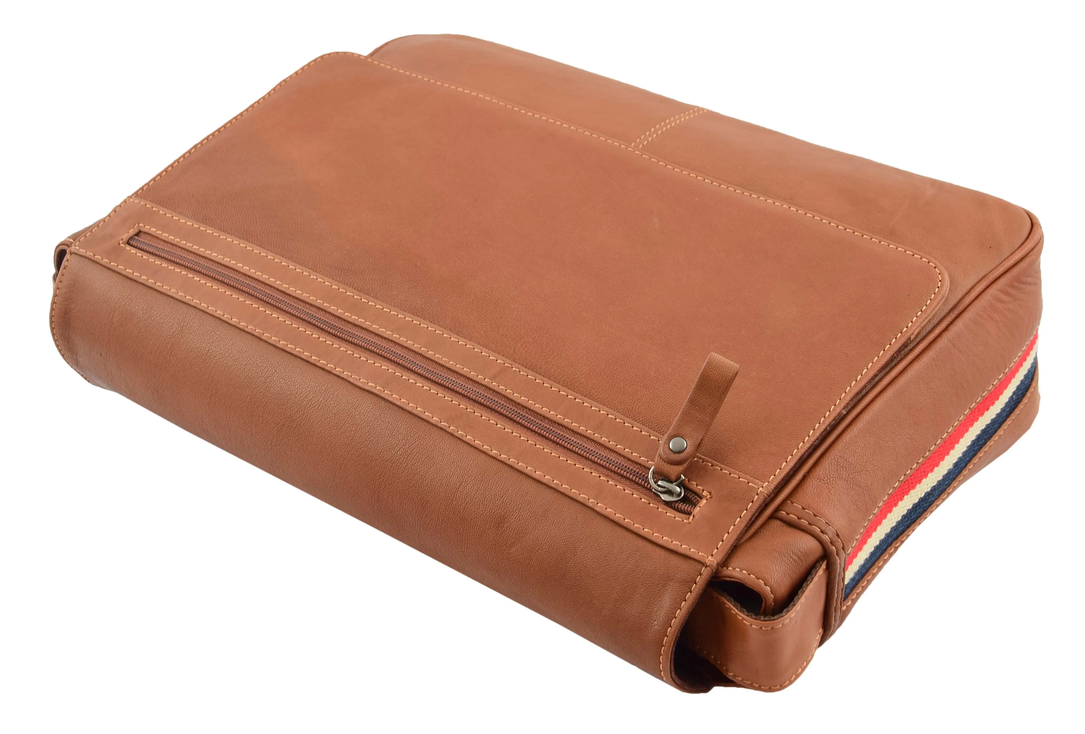 DR339 Men's Leather Flap Over Messenger Bag Tan