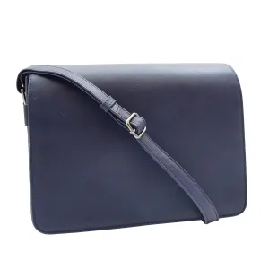 DR352 Women's Leather Cross Body Bag Flap Over Messenger Office Organiser Navy