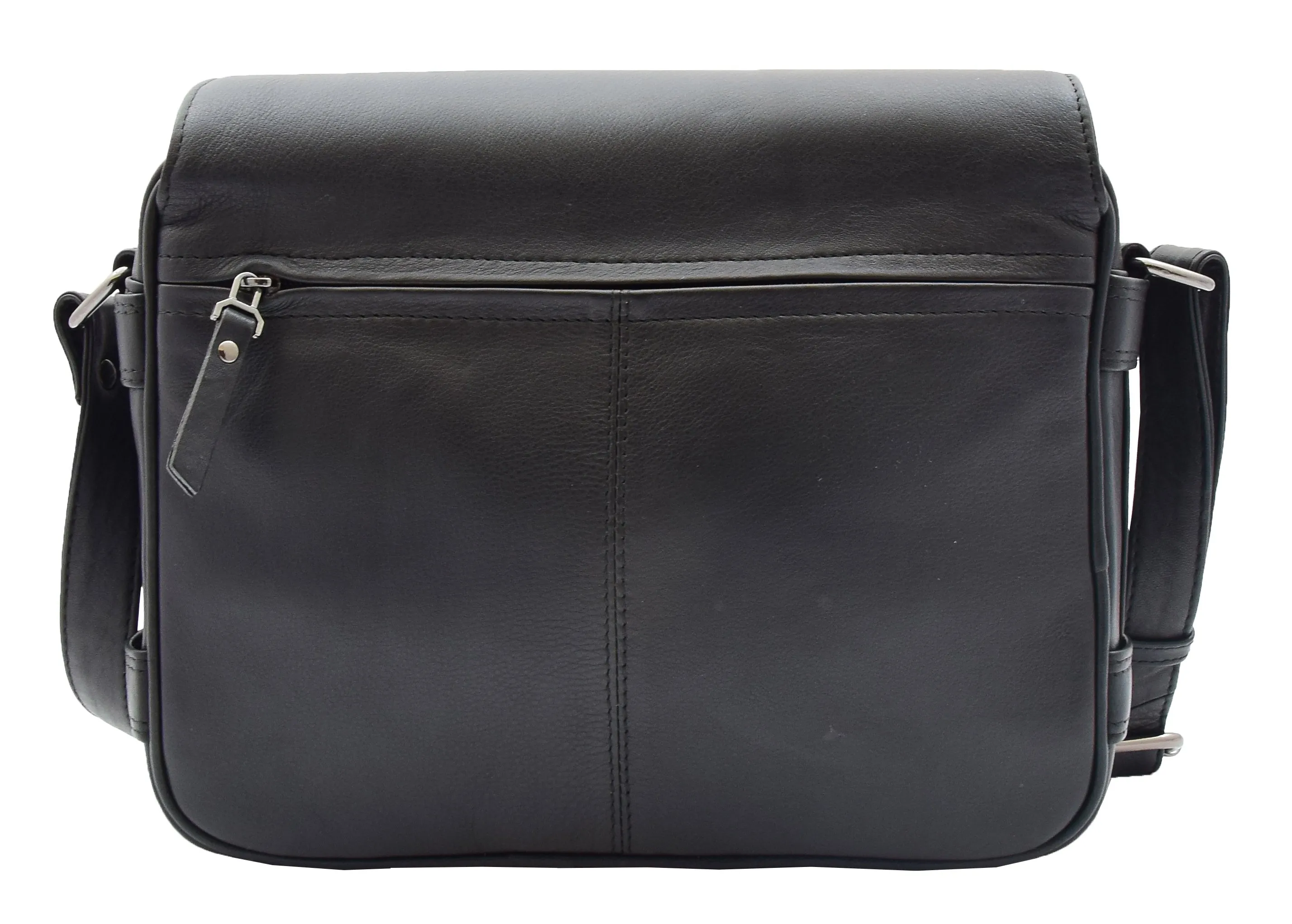 DR353 Women's Leather Cross Body Bag Casual Flap over Organiser Black