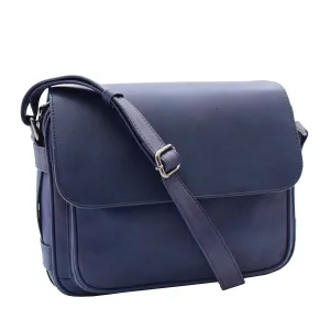 DR353 Women's Leather Cross Body Bag Casual Flap over Organiser Navy