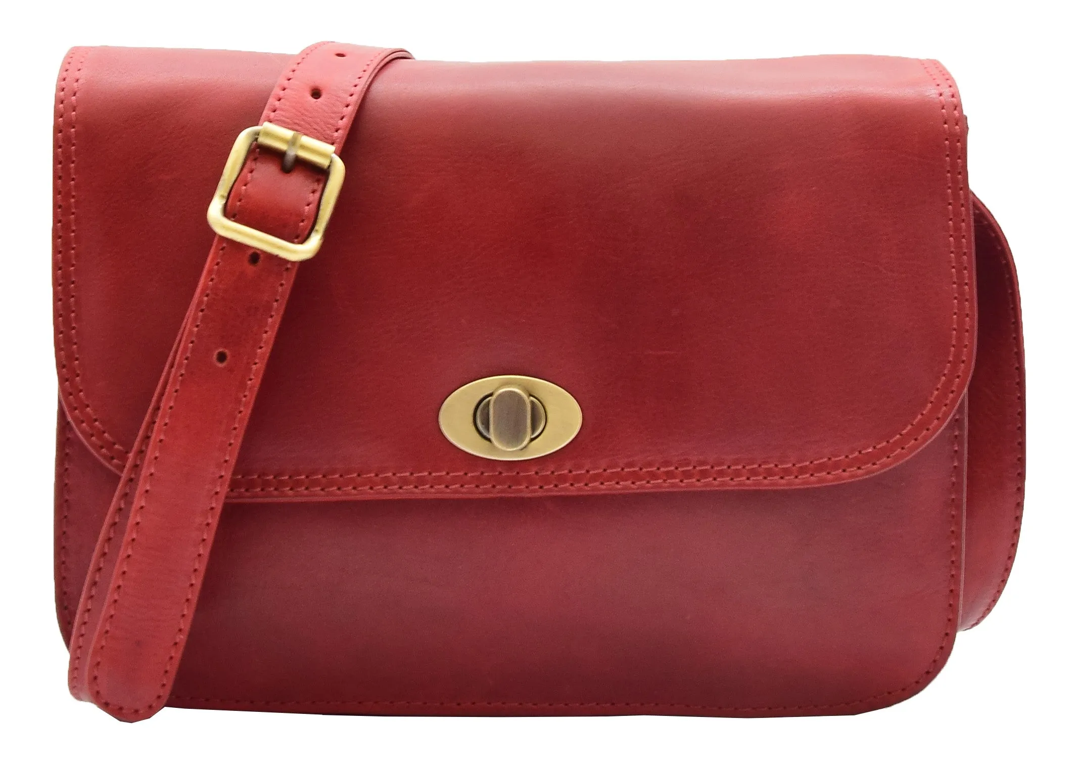 DR356 Women's Crossbody Bag Real Leather Messenger Bordo