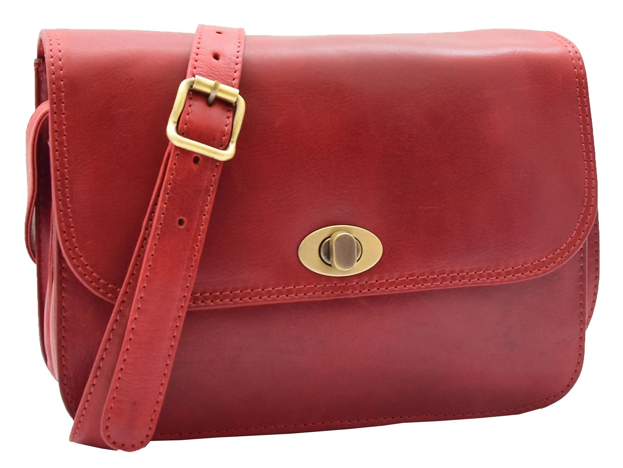 DR356 Women's Crossbody Bag Real Leather Messenger Bordo